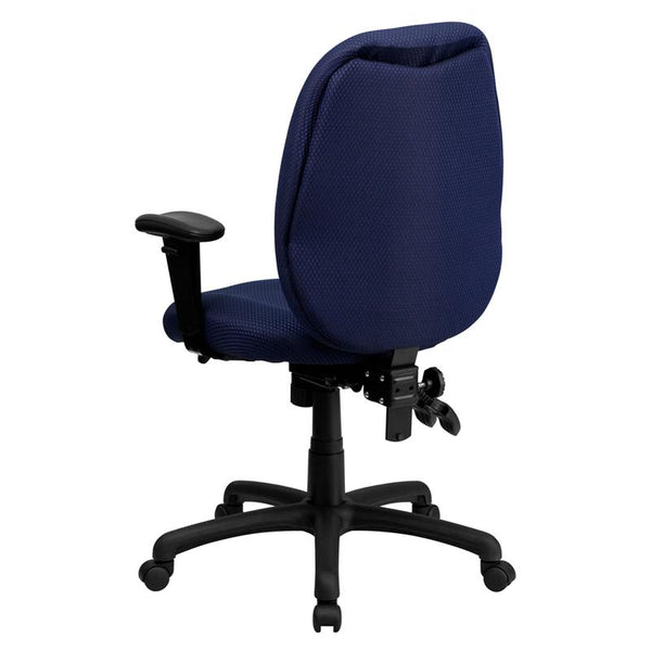 Flash Furniture High Back Navy Fabric Multifunction Ergonomic Executive Swivel Chair with Adjustable Arms - BT-6191H-NY-GG