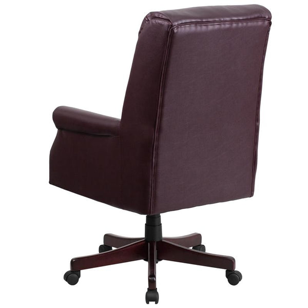 Flash Furniture High Back Pillow Back Burgundy Leather Executive Swivel Chair with Arms - BT-9025H-2-BY-GG