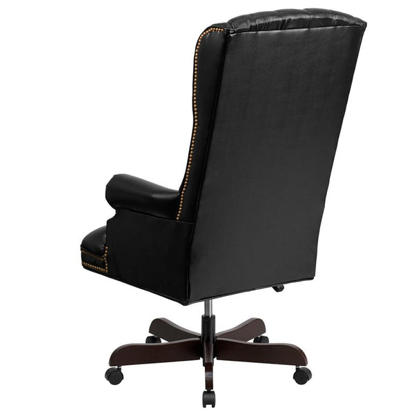 Flash Furniture High Back Traditional Fully Tufted Black Leather Executive Swivel Chair with Arms - CI-360-BK-GG