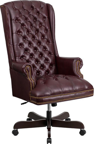 Flash Furniture High Back Traditional Fully Tufted Burgundy Leather Executive Swivel Chair with Arms - CI-360-BY-GG