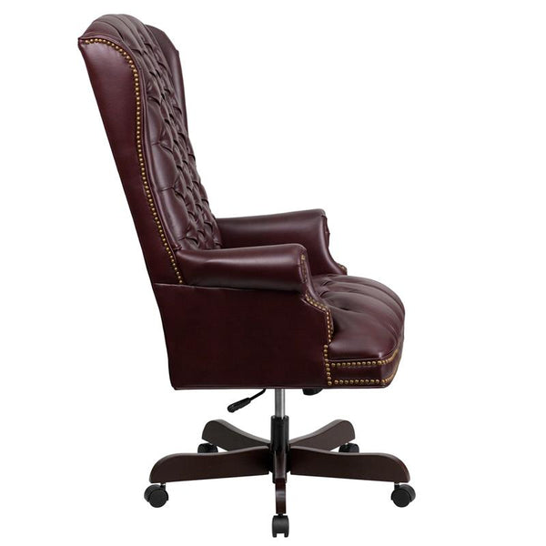Flash Furniture High Back Traditional Fully Tufted Burgundy Leather Executive Swivel Chair with Arms - CI-360-BY-GG