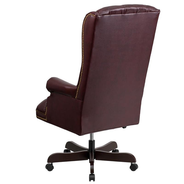 Flash Furniture High Back Traditional Fully Tufted Burgundy Leather Executive Swivel Chair with Arms - CI-360-BY-GG