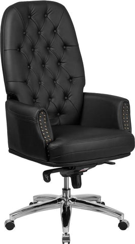 Flash Furniture High Back Traditional Tufted Black Leather Multifunction Executive Swivel Chair with Arms - BT-90269H-BK-GG