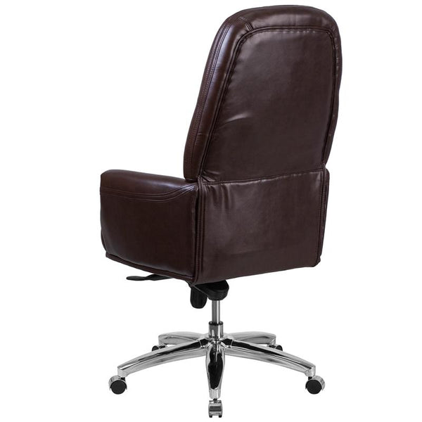 Flash Furniture High Back Traditional Tufted Brown Leather Multifunction Executive Swivel Chair with Arms - BT-90269H-BN-GG