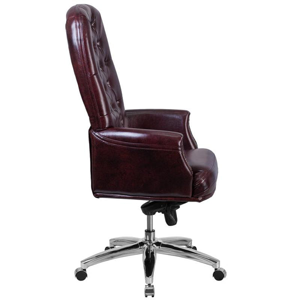 Flash Furniture High Back Traditional Tufted Burgundy Leather Multifunction Executive Swivel Chair with Arms - BT-90269H-BY-GG