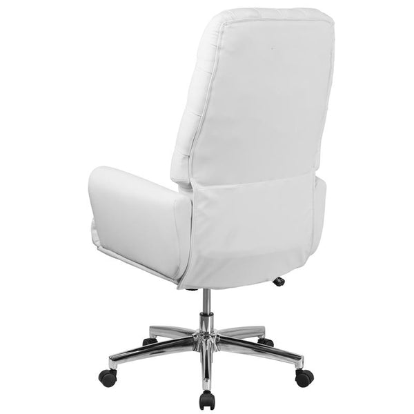 Flash Furniture High Back Traditional Tufted White Leather Executive Swivel Chair with Arms - BT-444-WH-GG
