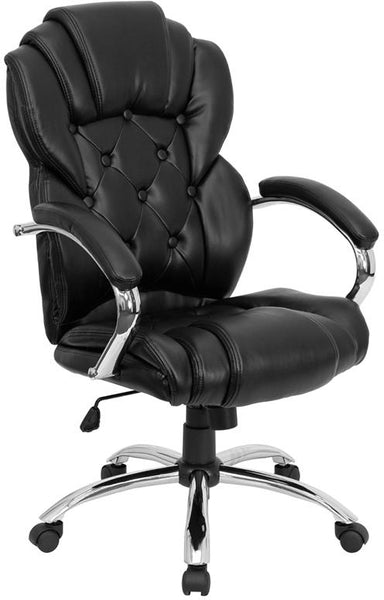 Flash Furniture High Back Transitional Style Black Leather Executive Swivel Chair with Arms - GO-908A-BK-GG