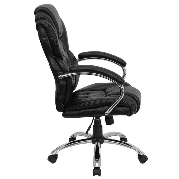 Flash Furniture High Back Transitional Style Black Leather Executive Swivel Chair with Arms - GO-908A-BK-GG