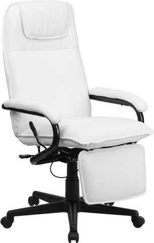 Flash Furniture High Back White Leather Executive Reclining Swivel Chair with Arms - BT-70172-WH-GG