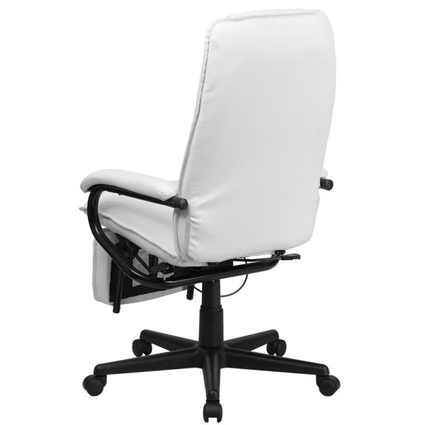 Flash Furniture High Back White Leather Executive Reclining Swivel Chair with Arms - BT-70172-WH-GG