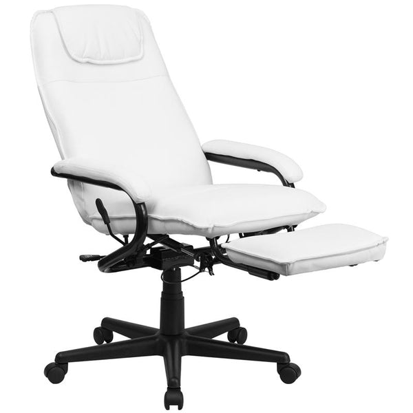 Flash Furniture High Back White Leather Executive Reclining Swivel Chair with Arms - BT-70172-WH-GG