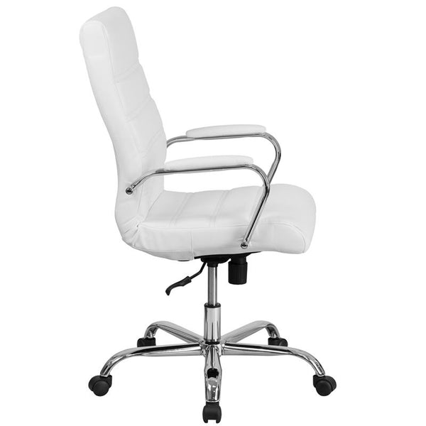 Flash Furniture High Back White Leather Executive Swivel Chair with Chrome Base and Arms - GO-2286H-WH-GG