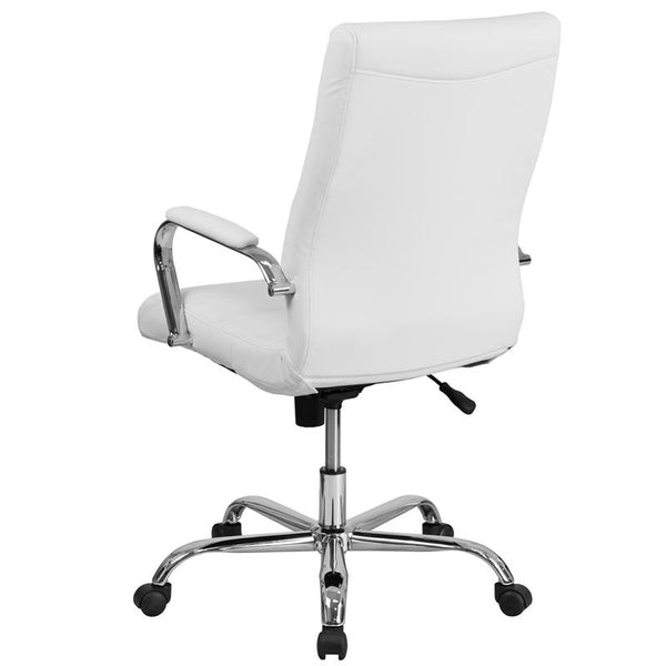 Flash Furniture High Back White Leather Executive Swivel Chair with Chrome Base and Arms - GO-2286H-WH-GG