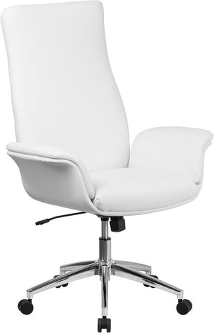 Flash Furniture High Back White Leather Executive Swivel Chair with Flared Arms - BT-88-WH-GG