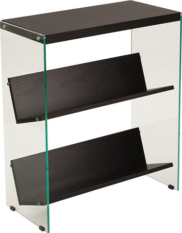 Flash Furniture Highwood Collection Espresso Finish Bookshelf with Glass Frame - NAN-JN21708B3-G-GG