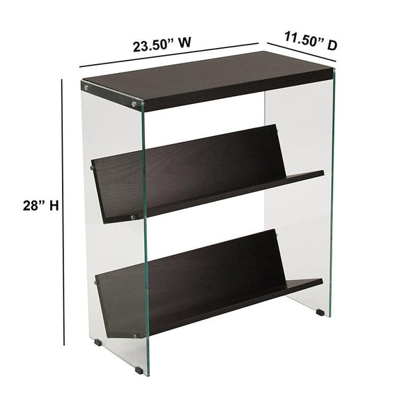 Flash Furniture Highwood Collection Espresso Finish Bookshelf with Glass Frame - NAN-JN21708B3-G-GG