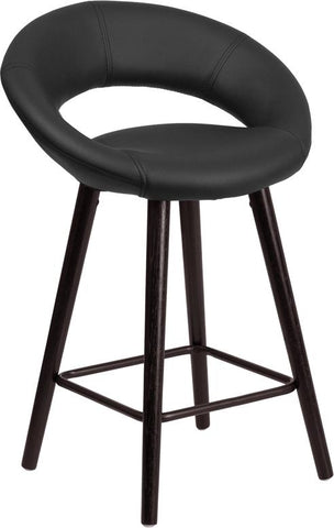 Flash Furniture Kelsey Series 24'' High Contemporary Cappuccino Wood Counter Height Stool in Black Vinyl - CH-152551-BK-VY-GG