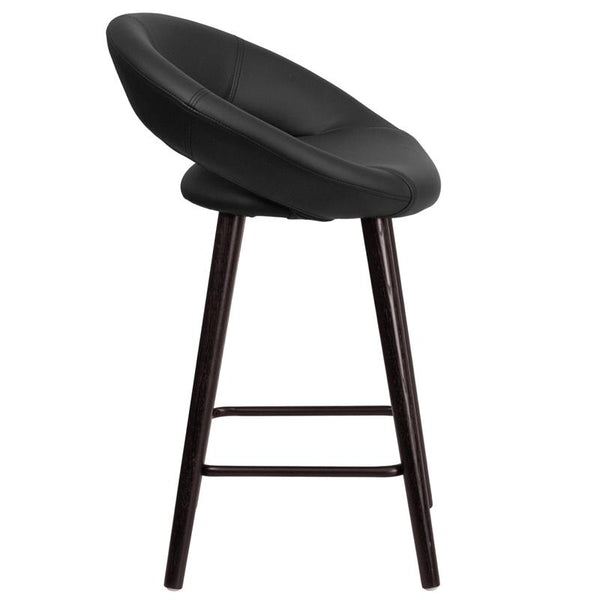 Flash Furniture Kelsey Series 24'' High Contemporary Cappuccino Wood Counter Height Stool in Black Vinyl - CH-152551-BK-VY-GG