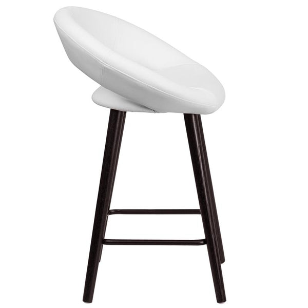 Flash Furniture Kelsey Series 24'' High Contemporary Cappuccino Wood Counter Height Stool in White Vinyl - CH-152551-WH-VY-GG