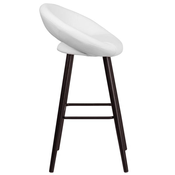 Flash Furniture Kelsey Series 29'' High Contemporary Cappuccino Wood Barstool in White Vinyl - CH-152550-WH-VY-GG