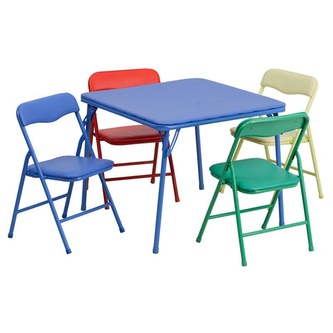 Flash Furniture Kids Colorful 5 Piece Folding Table and Chair Set - JB-9-KID-GG
