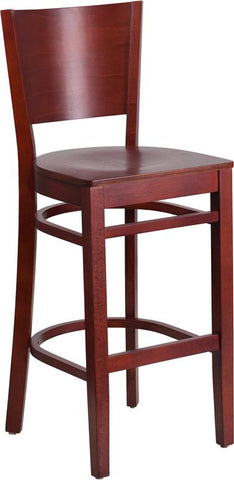 Flash Furniture Lacey Series Solid Back Mahogany Wood Restaurant Barstool - XU-DG-W0094BAR-MAH-MAH-GG