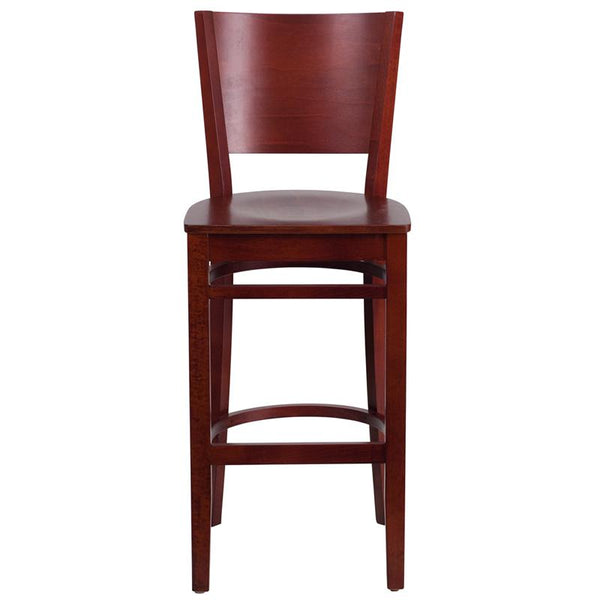 Flash Furniture Lacey Series Solid Back Mahogany Wood Restaurant Barstool - XU-DG-W0094BAR-MAH-MAH-GG