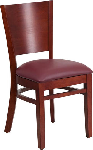 Flash Furniture Lacey Series Solid Back Mahogany Wood Restaurant Chair - Burgundy Vinyl Seat - XU-DG-W0094B-MAH-BURV-GG