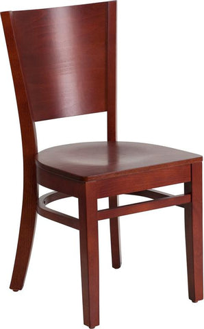 Flash Furniture Lacey Series Solid Back Mahogany Wood Restaurant Chair - XU-DG-W0094B-MAH-MAH-GG