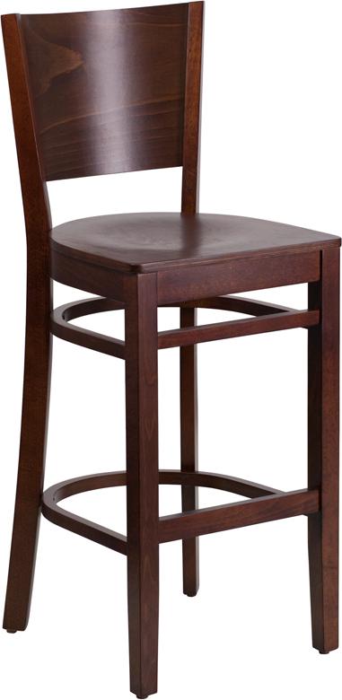 Flash Furniture Lacey Series Solid Back Walnut Wood Restaurant Barstool - XU-DG-W0094BAR-WAL-WAL-GG