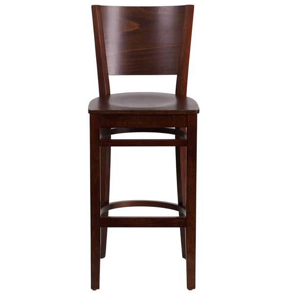 Flash Furniture Lacey Series Solid Back Walnut Wood Restaurant Barstool - XU-DG-W0094BAR-WAL-WAL-GG