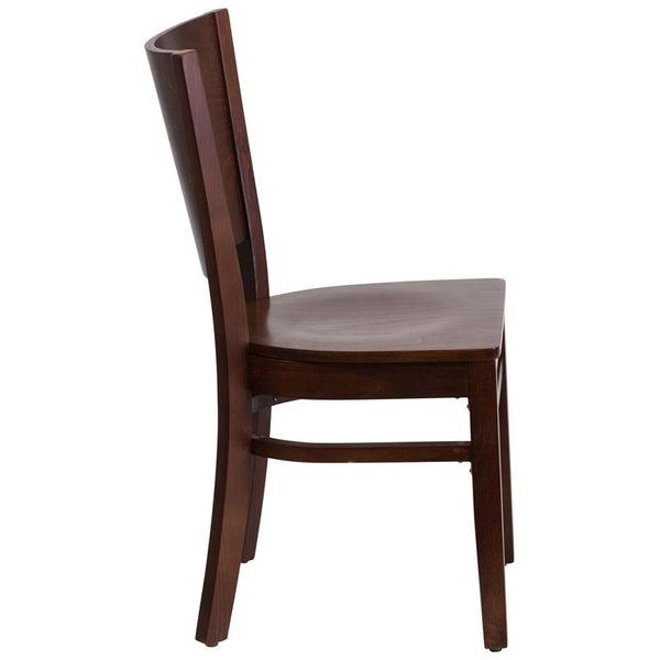 Flash Furniture Lacey Series Solid Back Walnut Wood Restaurant Chair - XU-DG-W0094B-WAL-WAL-GG