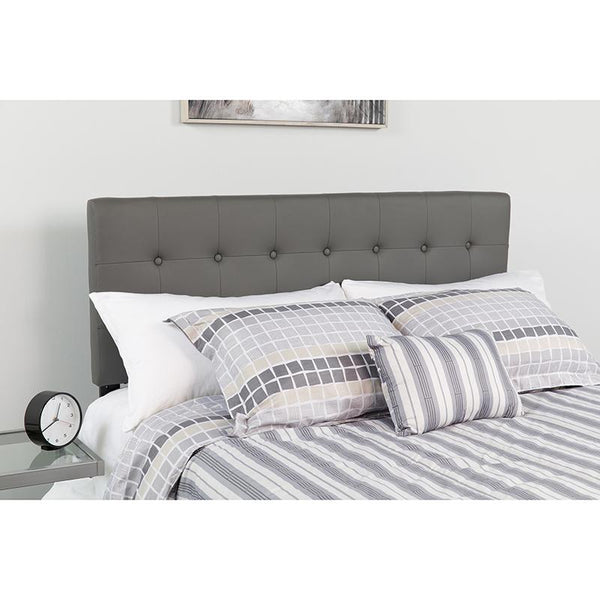 Flash Furniture Lennox Tufted Upholstered Full Size Headboard in Gray Vinyl - HG-HB1705-F-GY-GG