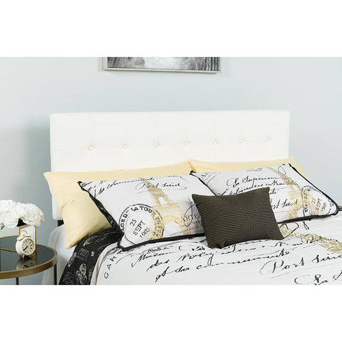 Flash Furniture Lennox Tufted Upholstered Full Size Headboard in White Vinyl - HG-HB1705-F-W-GG