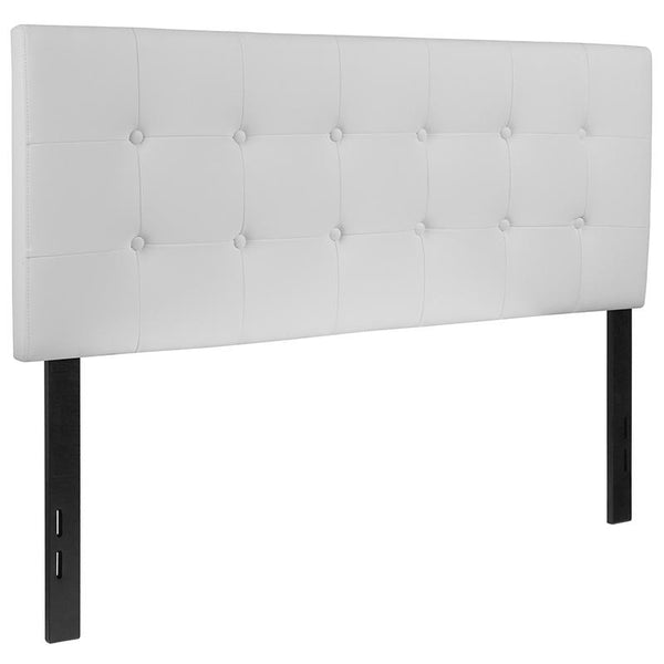 Flash Furniture Lennox Tufted Upholstered Full Size Headboard in White Vinyl - HG-HB1705-F-W-GG