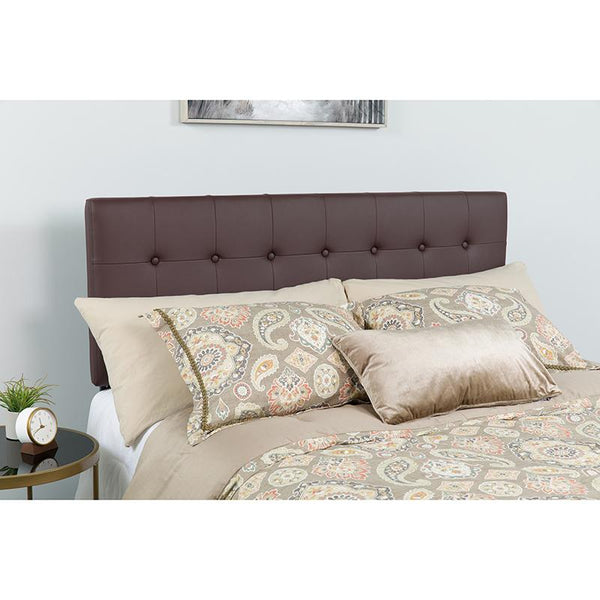 Flash Furniture Lennox Tufted Upholstered King Size Headboard in Brown Vinyl - HG-HB1705-K-BR-GG