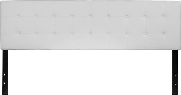 Flash Furniture Lennox Tufted Upholstered King Size Headboard in White Vinyl - HG-HB1705-K-W-GG