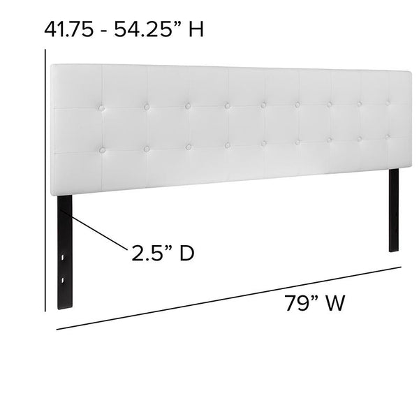 Flash Furniture Lennox Tufted Upholstered King Size Headboard in White Vinyl - HG-HB1705-K-W-GG