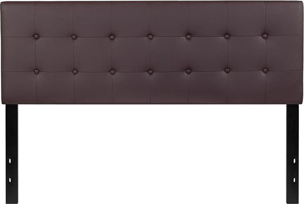 Flash Furniture Lennox Tufted Upholstered Queen Size Headboard in Brown Vinyl - HG-HB1705-Q-BR-GG