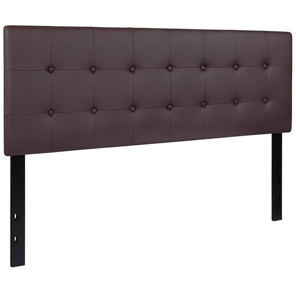 Flash Furniture Lennox Tufted Upholstered Queen Size Headboard in Brown Vinyl - HG-HB1705-Q-BR-GG