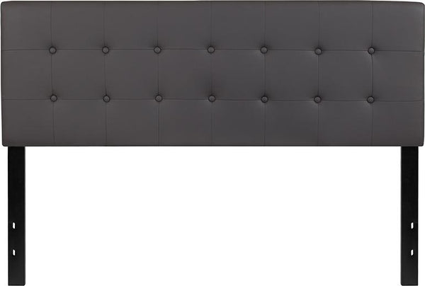 Flash Furniture Lennox Tufted Upholstered Queen Size Headboard in Gray Vinyl - HG-HB1705-Q-GY-GG