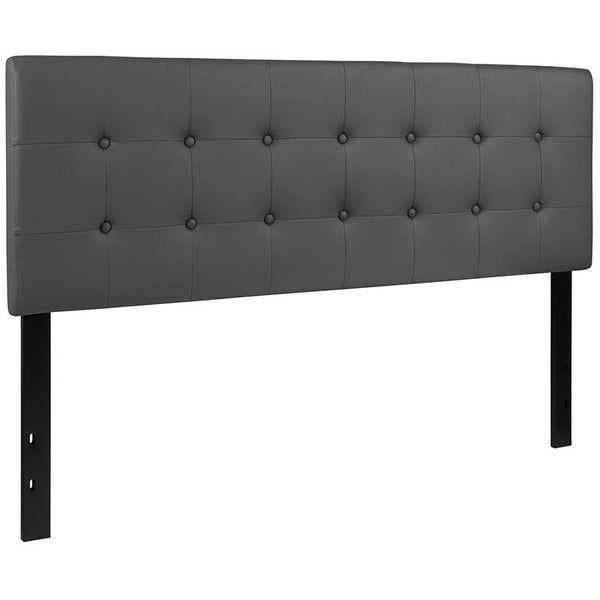 Flash Furniture Lennox Tufted Upholstered Queen Size Headboard in Gray Vinyl - HG-HB1705-Q-GY-GG