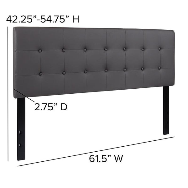 Flash Furniture Lennox Tufted Upholstered Queen Size Headboard in Gray Vinyl - HG-HB1705-Q-GY-GG