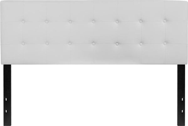 Flash Furniture Lennox Tufted Upholstered Queen Size Headboard in White Vinyl - HG-HB1705-Q-W-GG