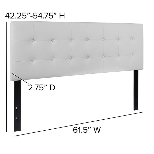 Flash Furniture Lennox Tufted Upholstered Queen Size Headboard in White Vinyl - HG-HB1705-Q-W-GG