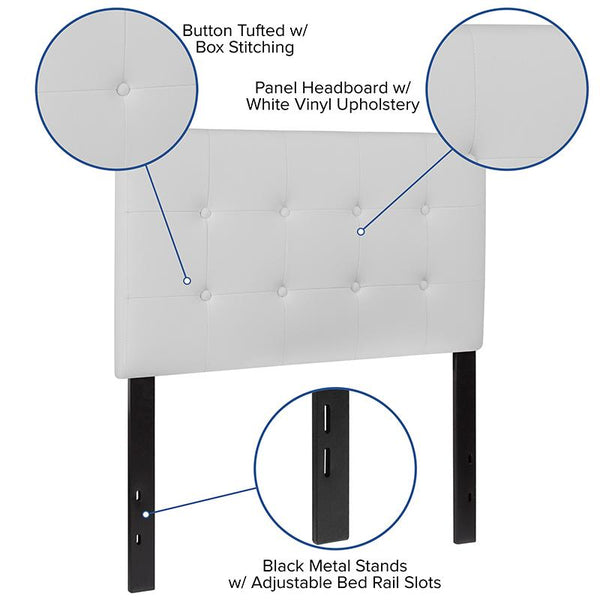 Flash Furniture Lennox Tufted Upholstered Twin Size Headboard in White Vinyl - HG-HB1705-T-W-GG