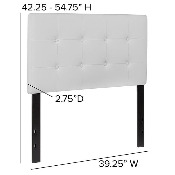 Flash Furniture Lennox Tufted Upholstered Twin Size Headboard in White Vinyl - HG-HB1705-T-W-GG