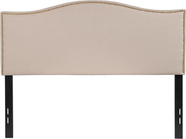 Flash Furniture Lexington Upholstered Full Size Headboard with Accent Nail Trim in Beige Fabric - HG-HB1707-F-B-GG