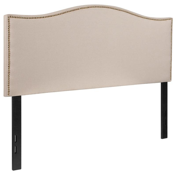Flash Furniture Lexington Upholstered Full Size Headboard with Accent Nail Trim in Beige Fabric - HG-HB1707-F-B-GG