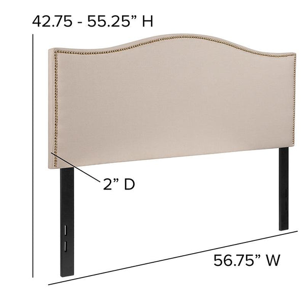 Flash Furniture Lexington Upholstered Full Size Headboard with Accent Nail Trim in Beige Fabric - HG-HB1707-F-B-GG